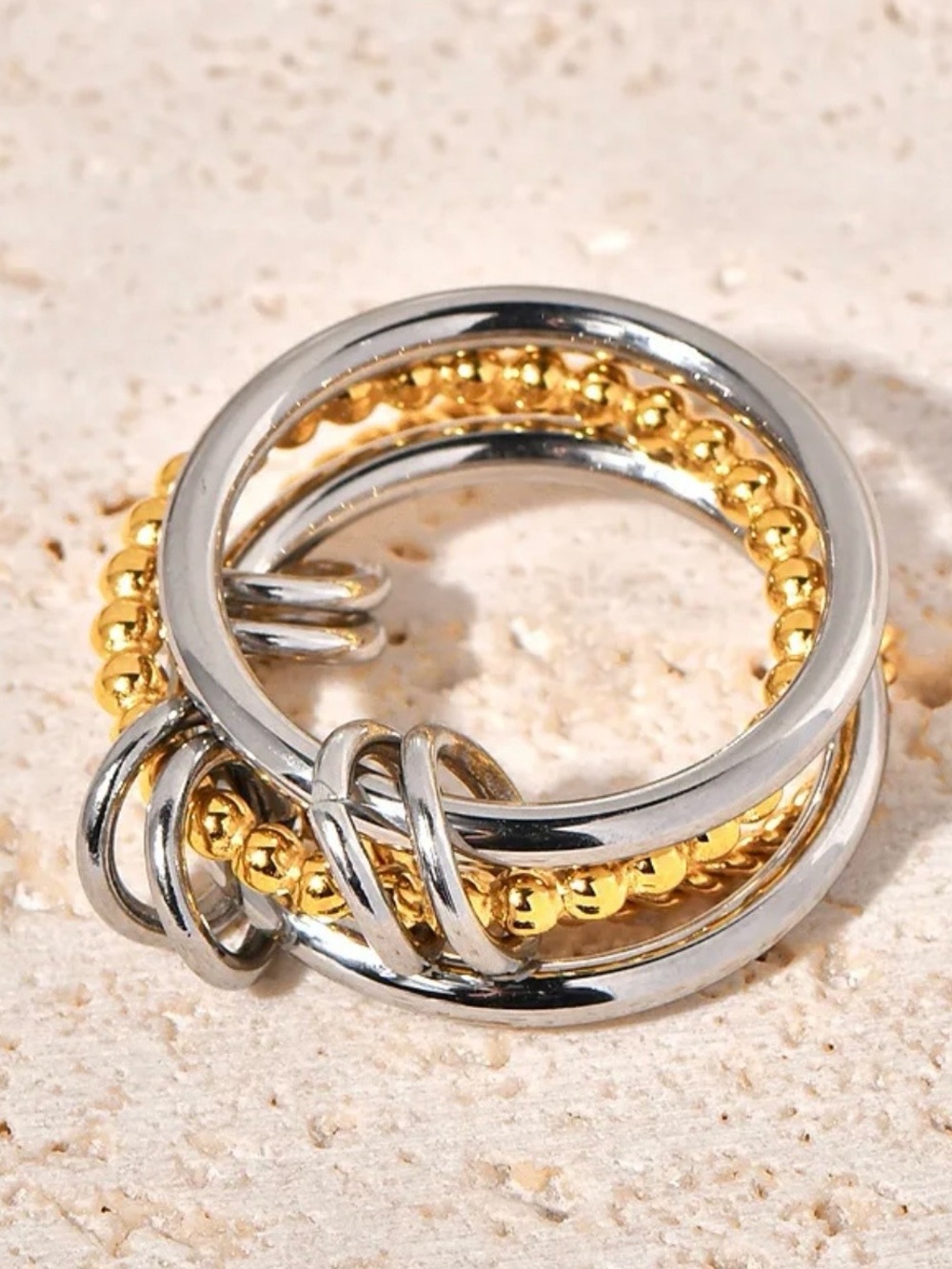 Mixed Metal Interlocking Gold & Silver Fashion Ring